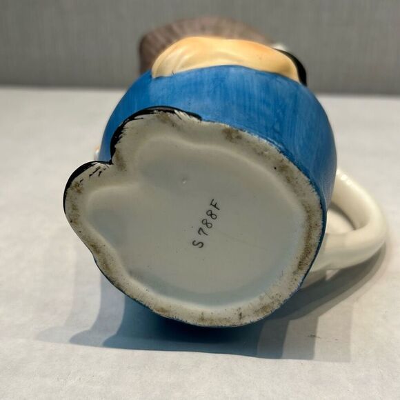 Vintage Toby Jug Creamer Pitcher German Dutch Boy Flowers - Picture 7 of 8